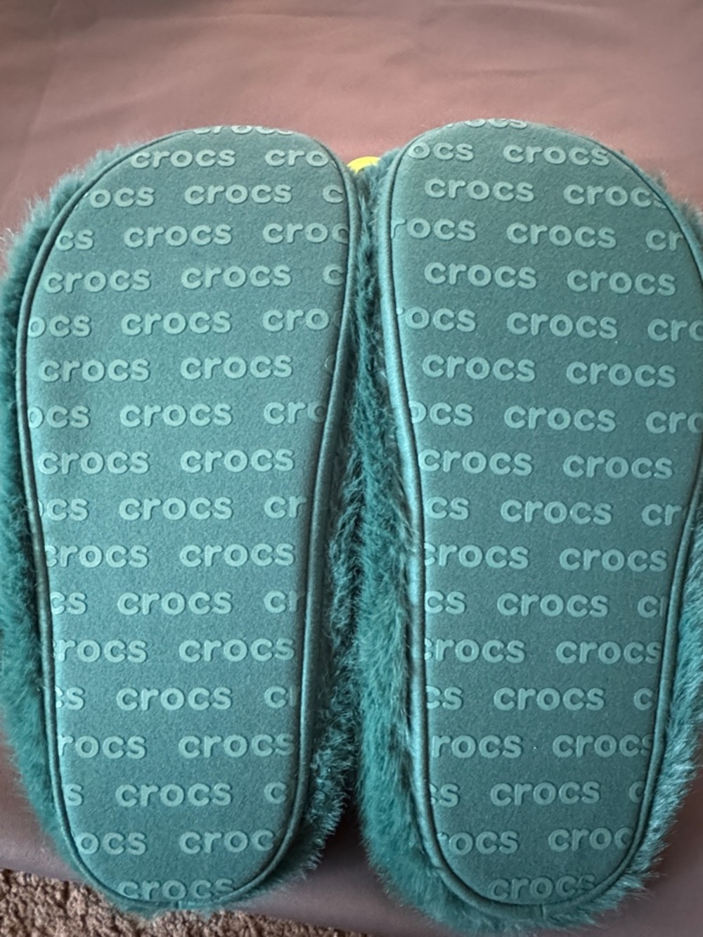 CROCS Teal Faux Fur Slip-On Clog - Picture 4 of 4
